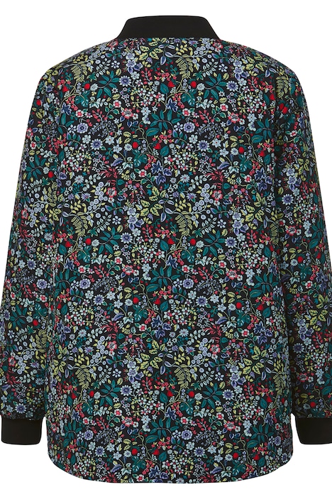 Stepp-Wendejacke, Stepp in Farbe/Blumen, Collegekragen, Langarm