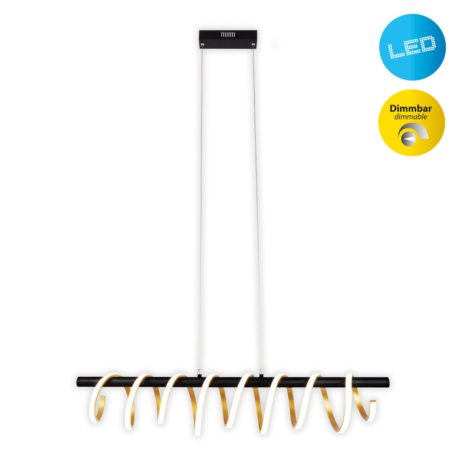 LED-Pendelleuchte BELLEZA - gold-schwarz-weiß - dimmbar