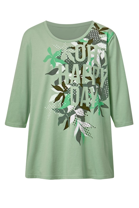 T-Shirt, großer Druck, Rundhals, 3/4-Ärmel