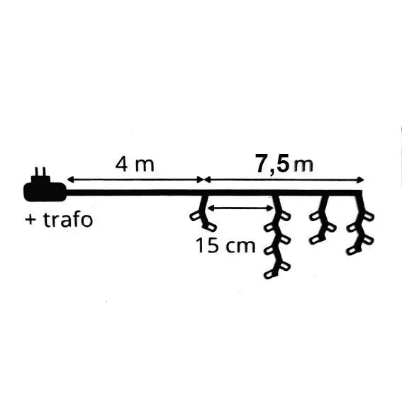 Stalactite lumineuse 7,50 m 175 LED câble blanc Stars Bicolore Bleu et blanc froid