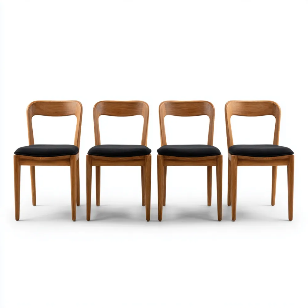 Esszimmerstuhl Set Massivholz 46x54x80 cm - Schwarz
