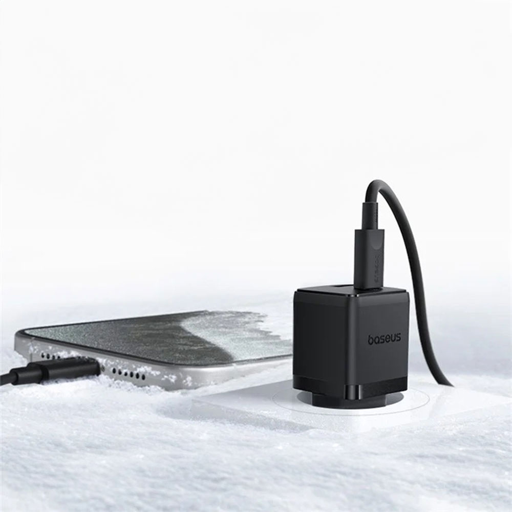 (30W) Palm USB C / USB A Ladegerät Netzteil Power Delivery 3.0 Quick Charge 3.0   (60W) USB C Ladekabel - Schwarz