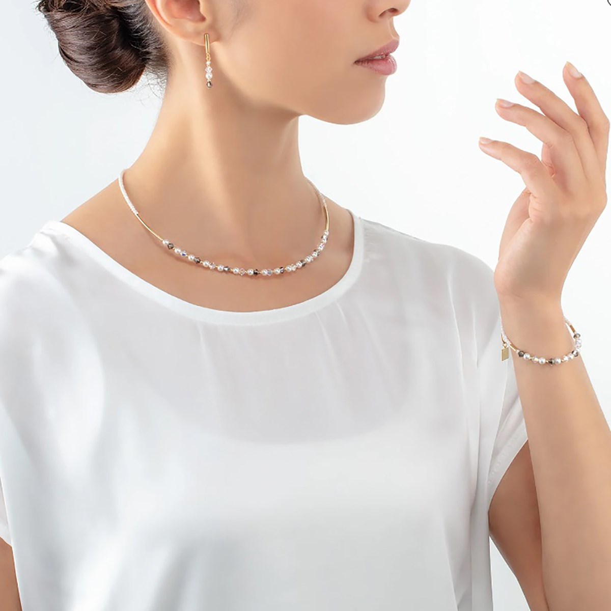 Bracelet Coeur de lion Princess Pearls gris-cristal