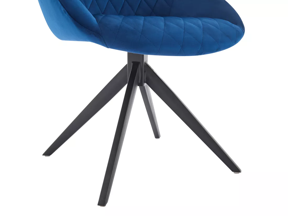 Chaise pivotante en velours et métal noir - Bleu roi - PRICILE