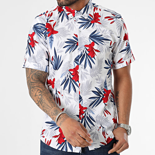 Chemise Manches Courtes Floral Blanc