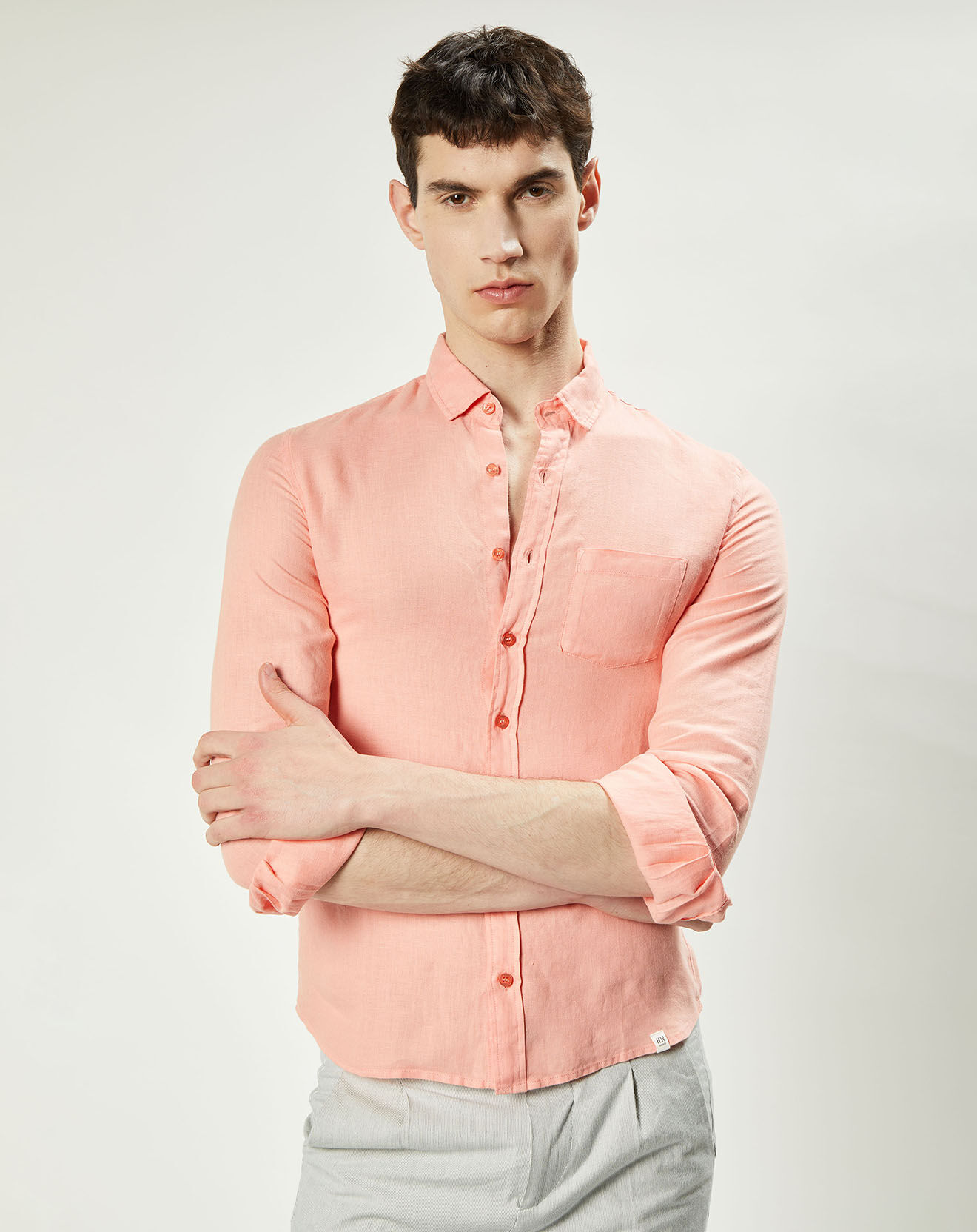 Harris Wilson Chemise slim 100% Lin Efesio goyave