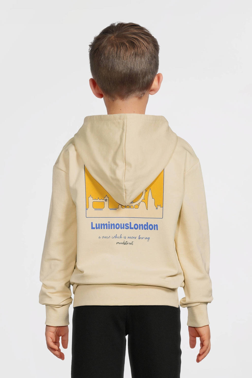 Moodstreet hoodie Sem met backprint beige
