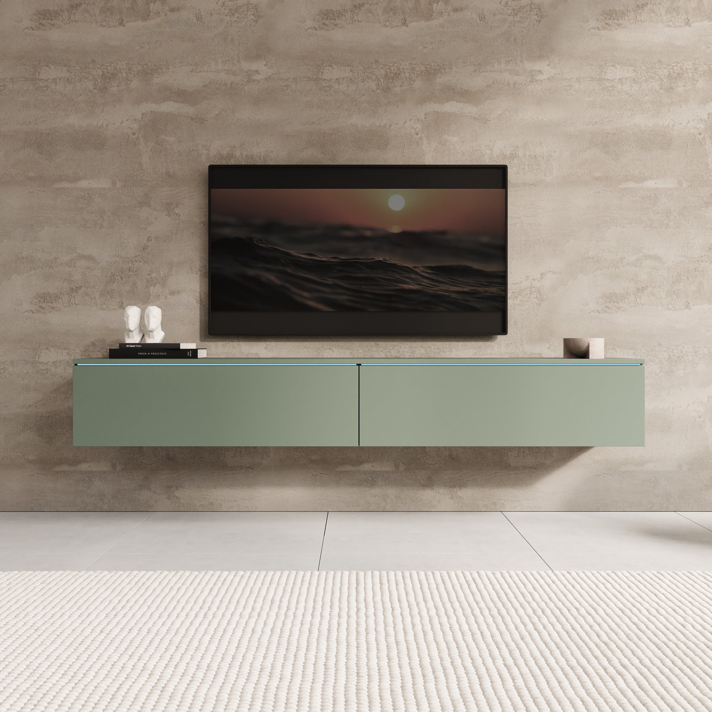 Dixon - TV-Meubel - Groen - 180x33x30 cm