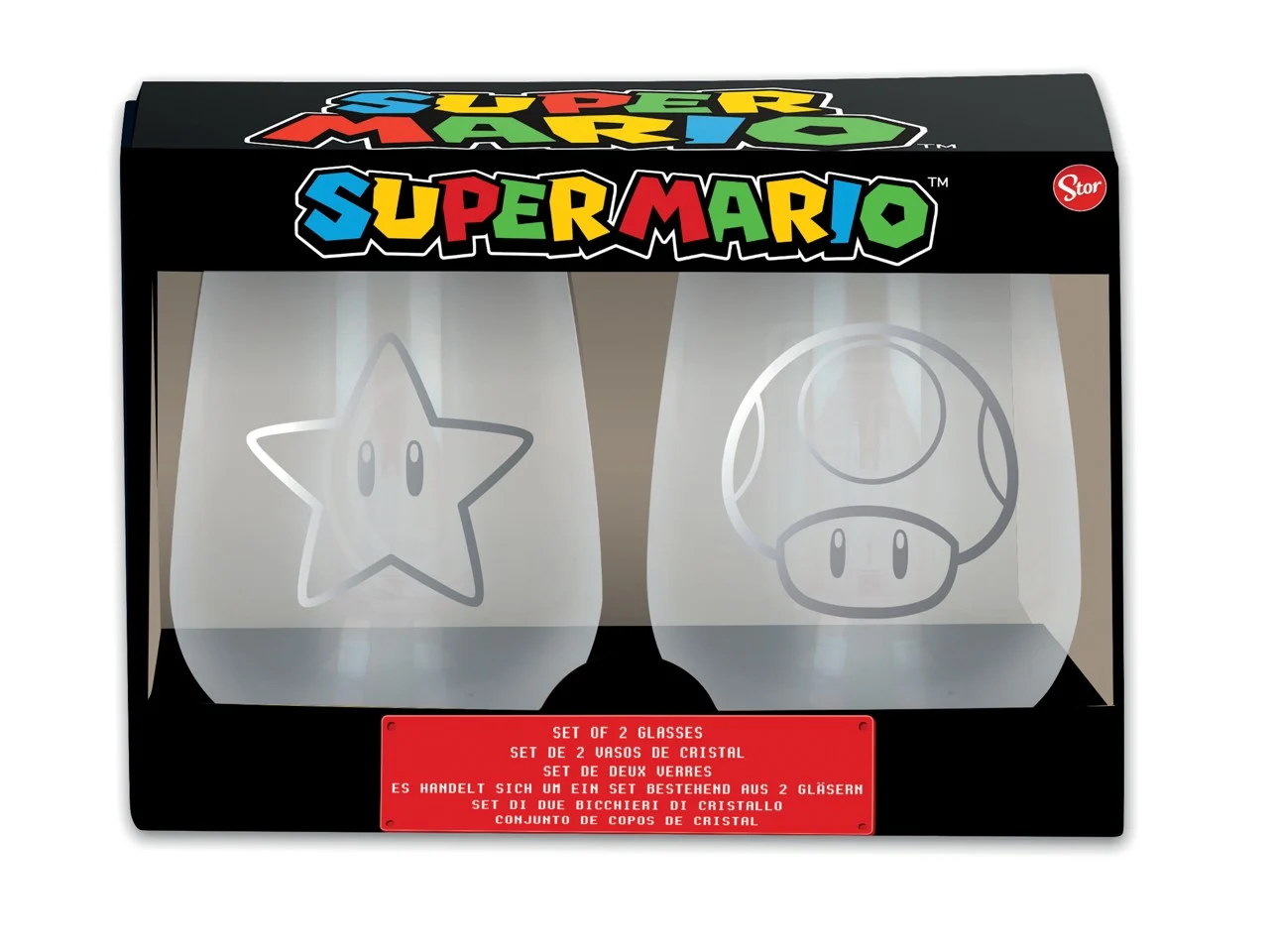 Stor - Gavesæt med to Glas - Super Mario