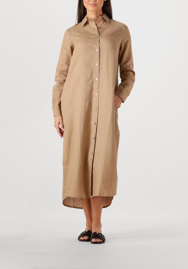 beige resort finest maxi jurk shirt dress