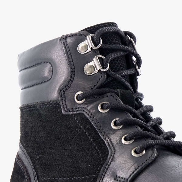 Van Beers leren heren veterboots zwart met suede