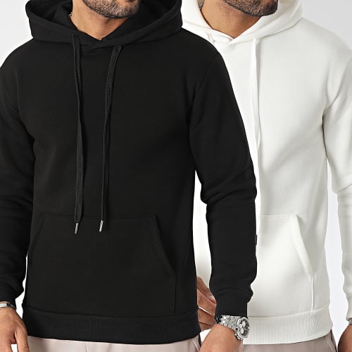 Lot De 2 Sweats Capuche 1070521 Beige Clair Noir