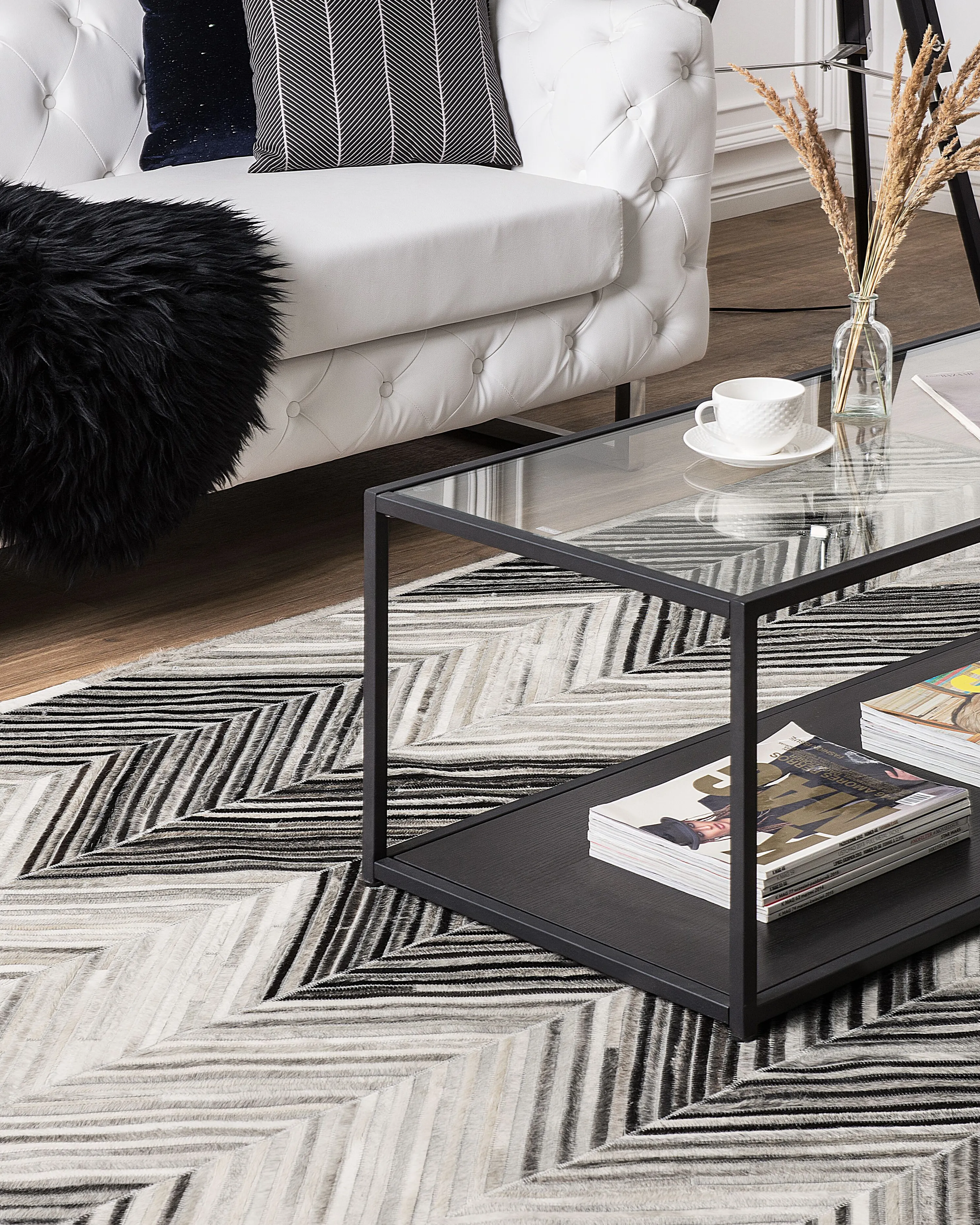 Vloerkleed AYTEPE Grijs 160 x 230 cm Leer