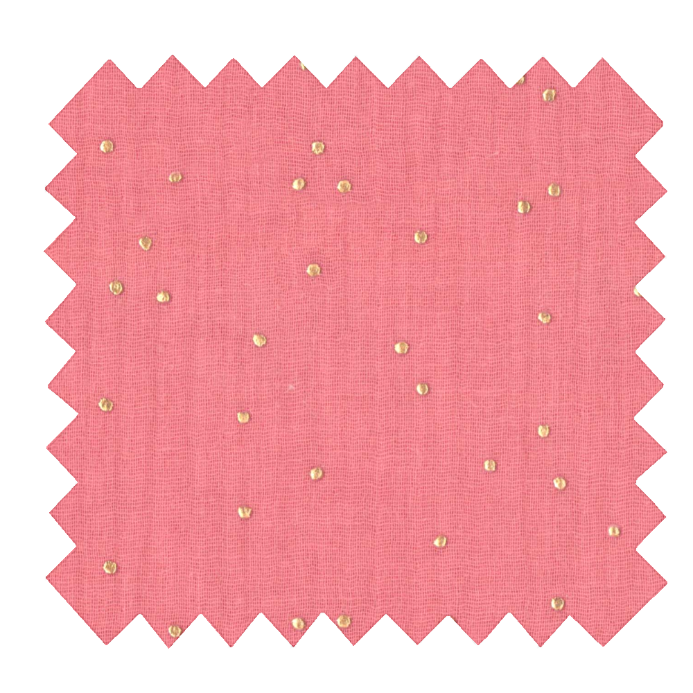 Coupon Tissu 1 M Gaze Pois Or Rose Sorbet
