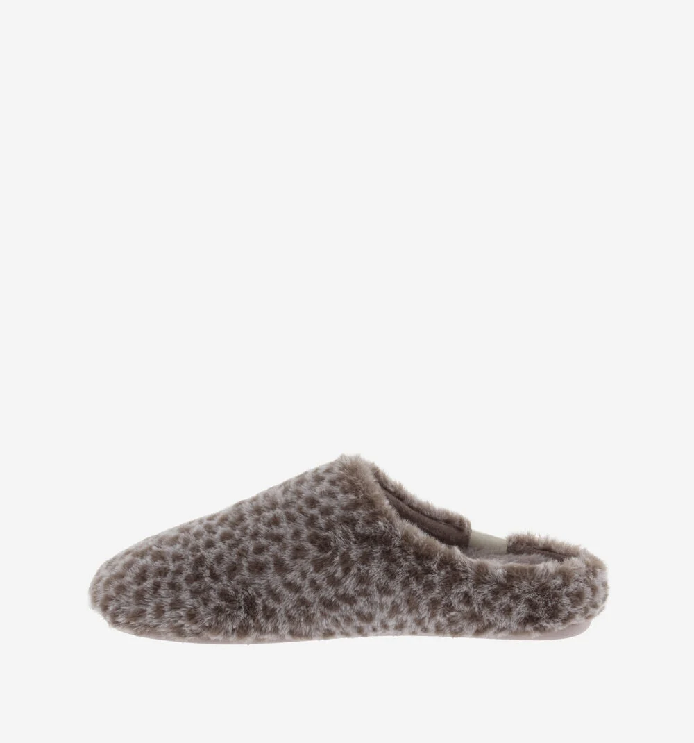NORTE PELO ANIMAL PRINT TAUPE Pantoufles pour femmes à imprimé animalier TAUPE