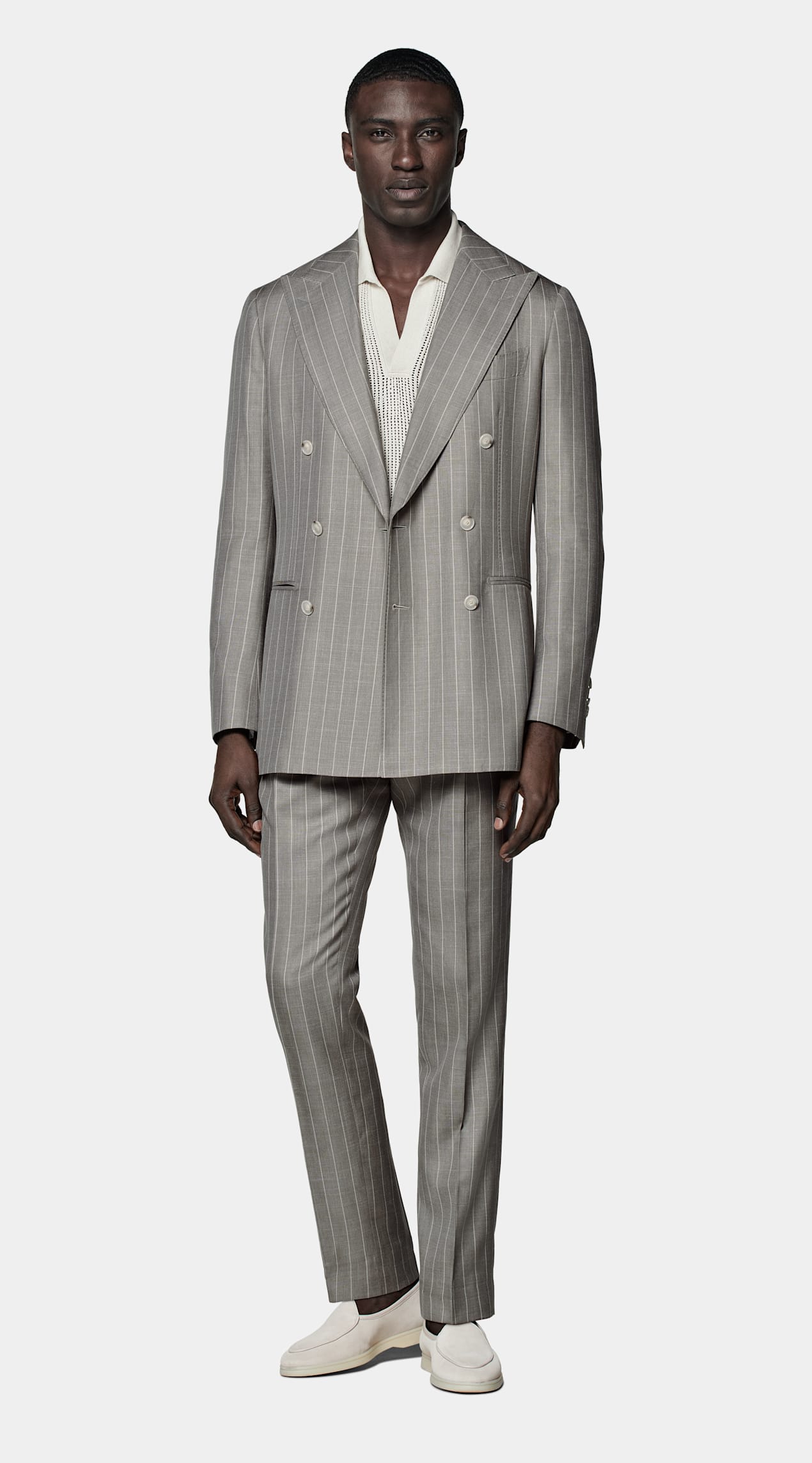 Costume Havana coupe Tailored taupe à rayures