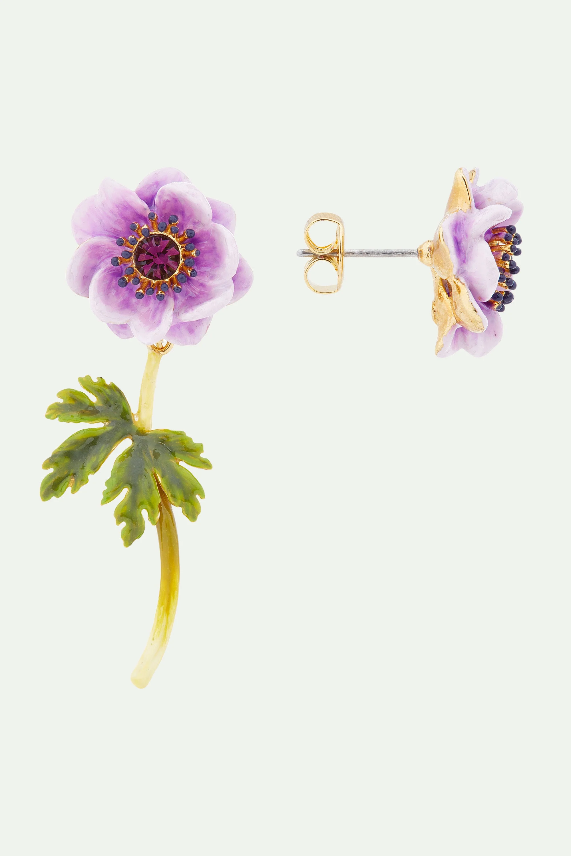 Boucles d'oreilles asymétriques anémones | Violet