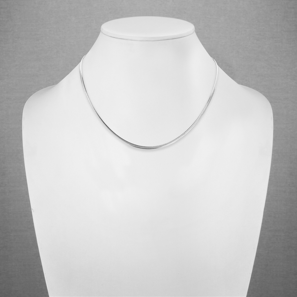 (43cm/2.2mm) Flache Schlangenkette Edelstahl Damen Halskette - Silber