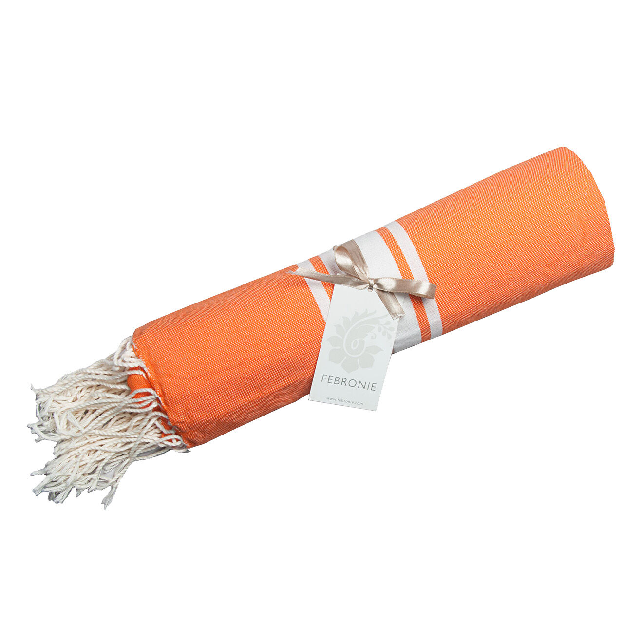 Febronie Fouta Traditionelle St Tropez orange/blanc - 100x200 cm
