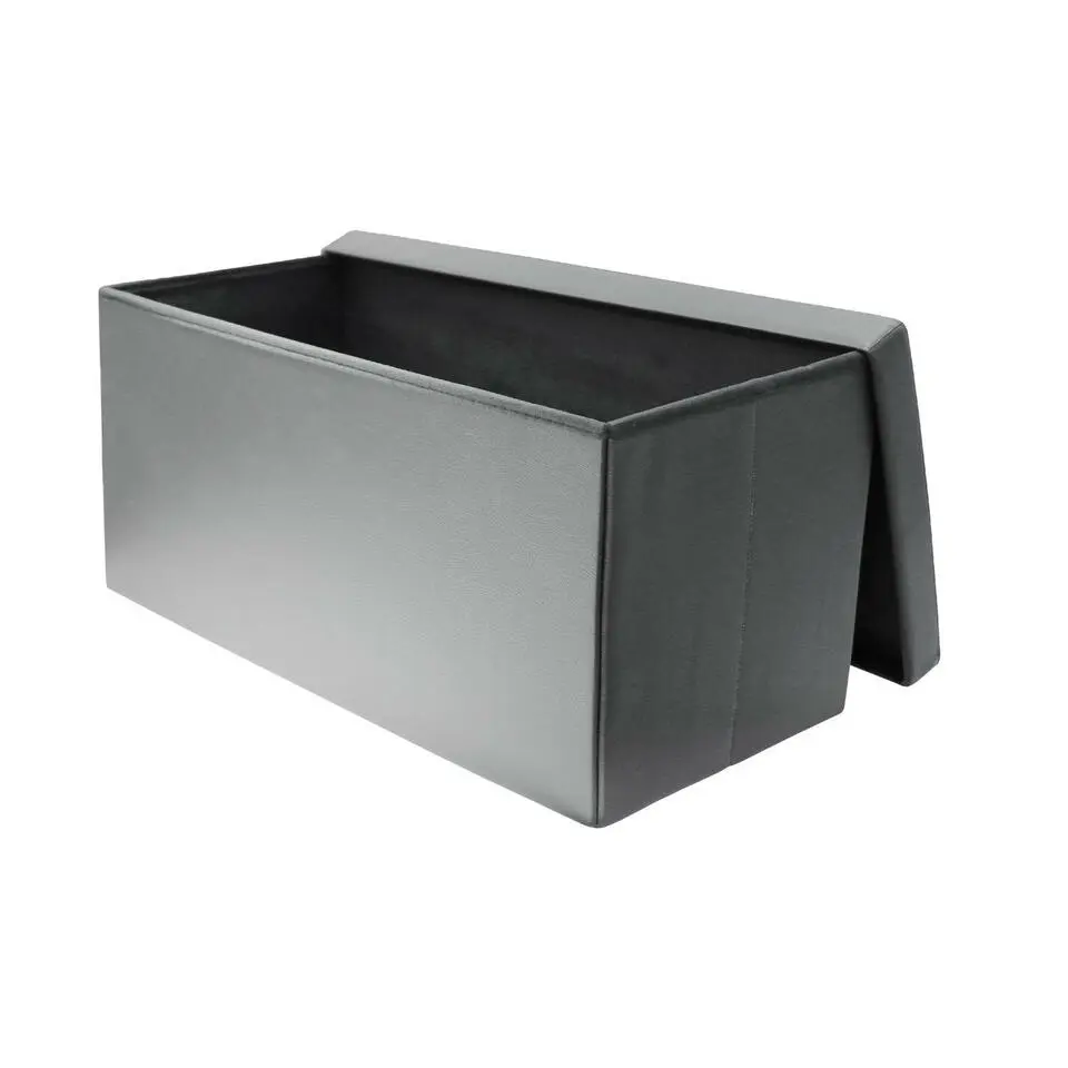 Home Deco Poef Eccense - opbergbox - grijs - 76 x 38 cm