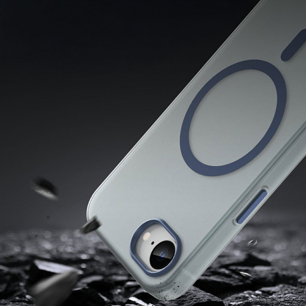 iPhone 16e MagSafe Hybrid Hülle TPU Bumper Slim Design Matt - Grau / Transparent