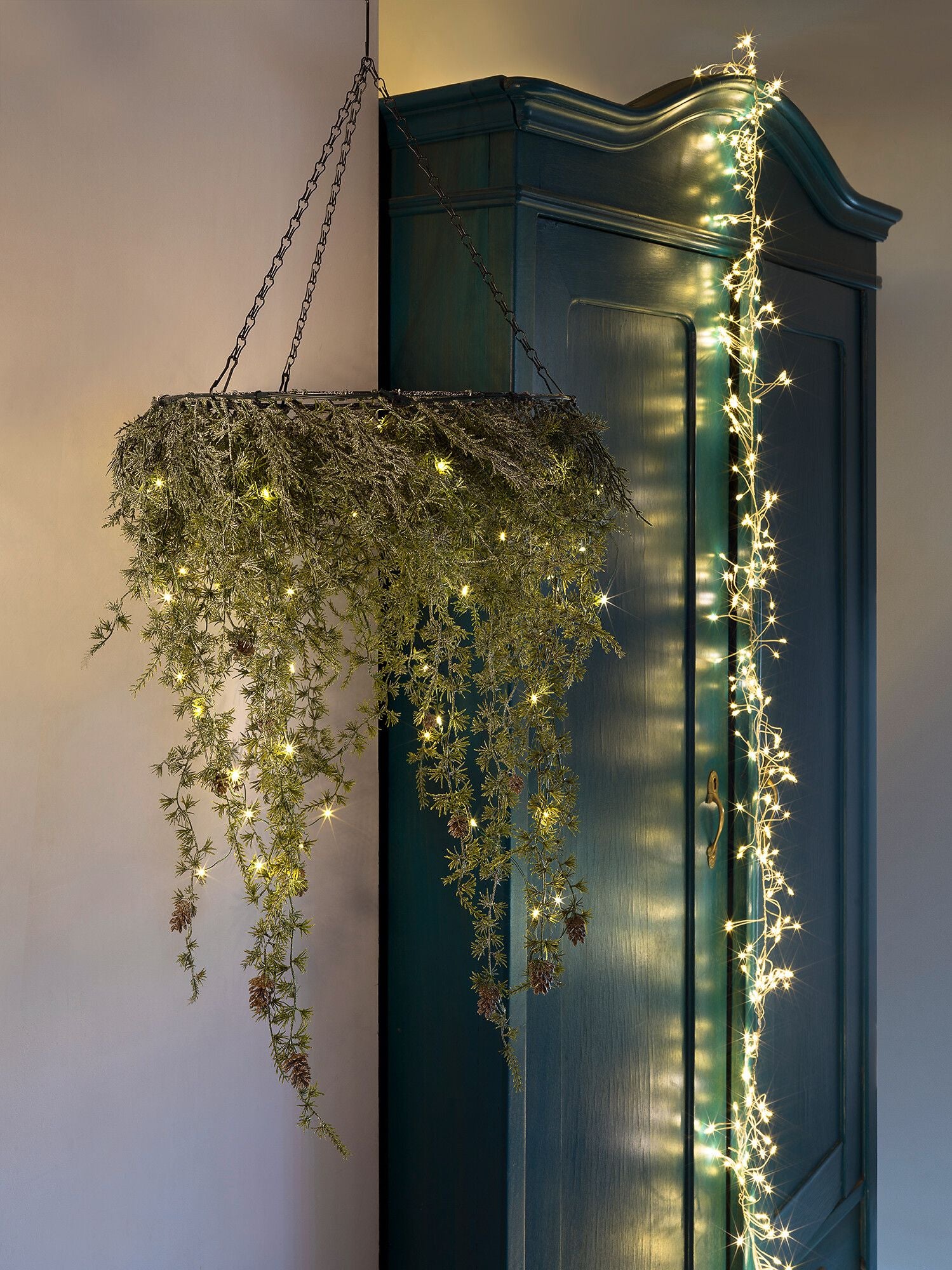 PINE WREATH LED Licht - Grün / B: 11.0 cm x H: 40.0 cm