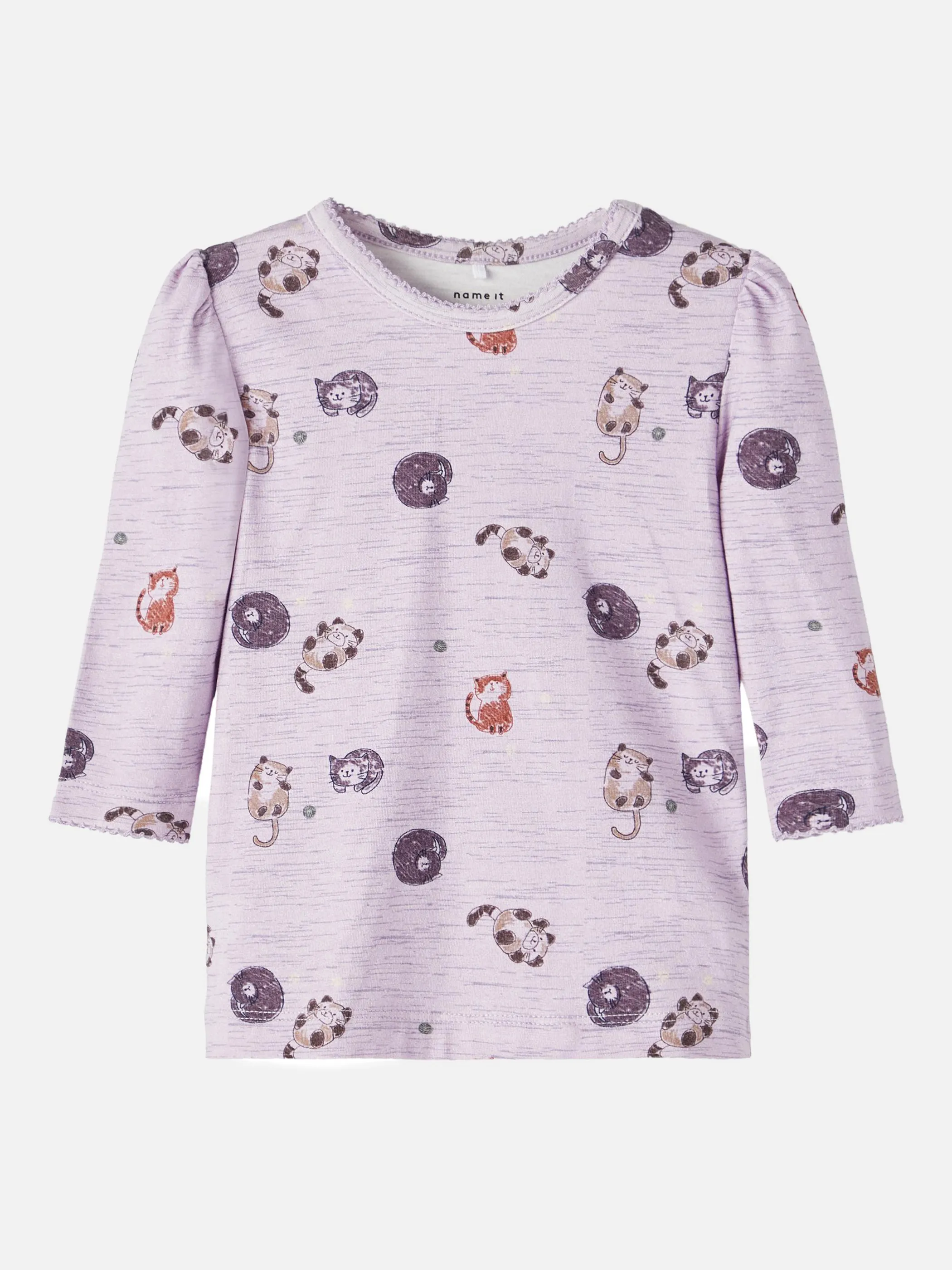 Mädchen Langarmshirt mit Katzenprint