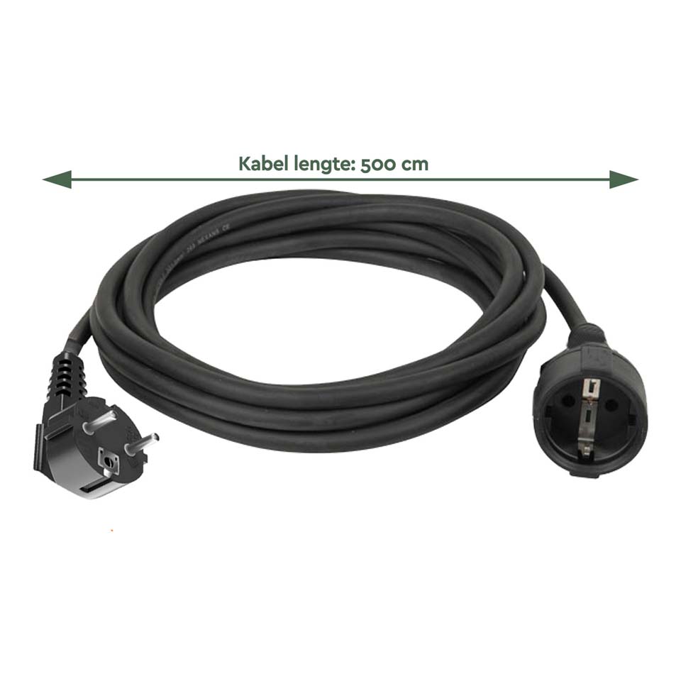 BRASQ 5 meter verlengsnoer met randaarde - Black