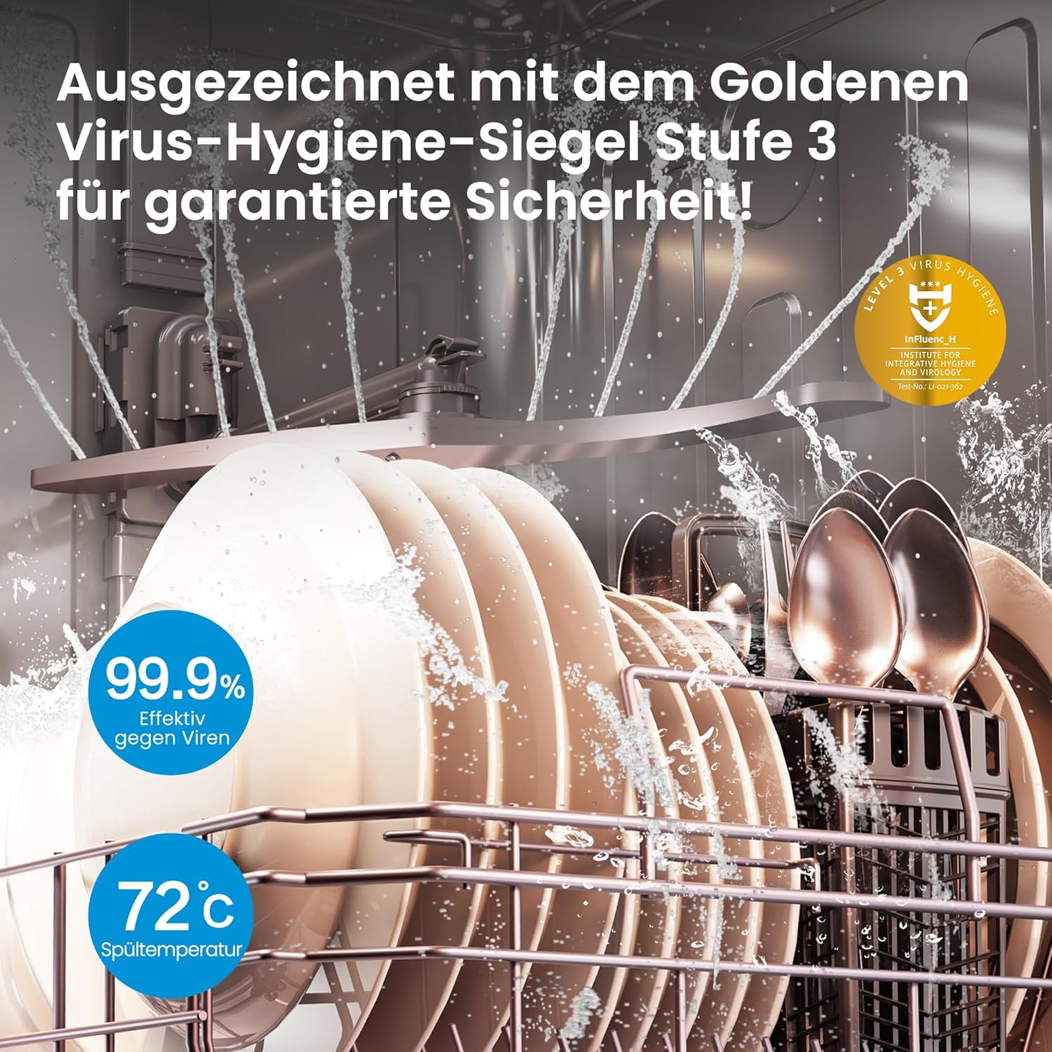 Midea SF 5.45NW10C Geschirrspüler 45cm Freistehend & Unterbaufähig, 10 Maßgedecke, 7 Programme, Spülmaschine 45 cm mit WIFI, 44 db, Startverzögerung, Automatische Türöffnung, 63 kWh/100 Zyklen, Weiß