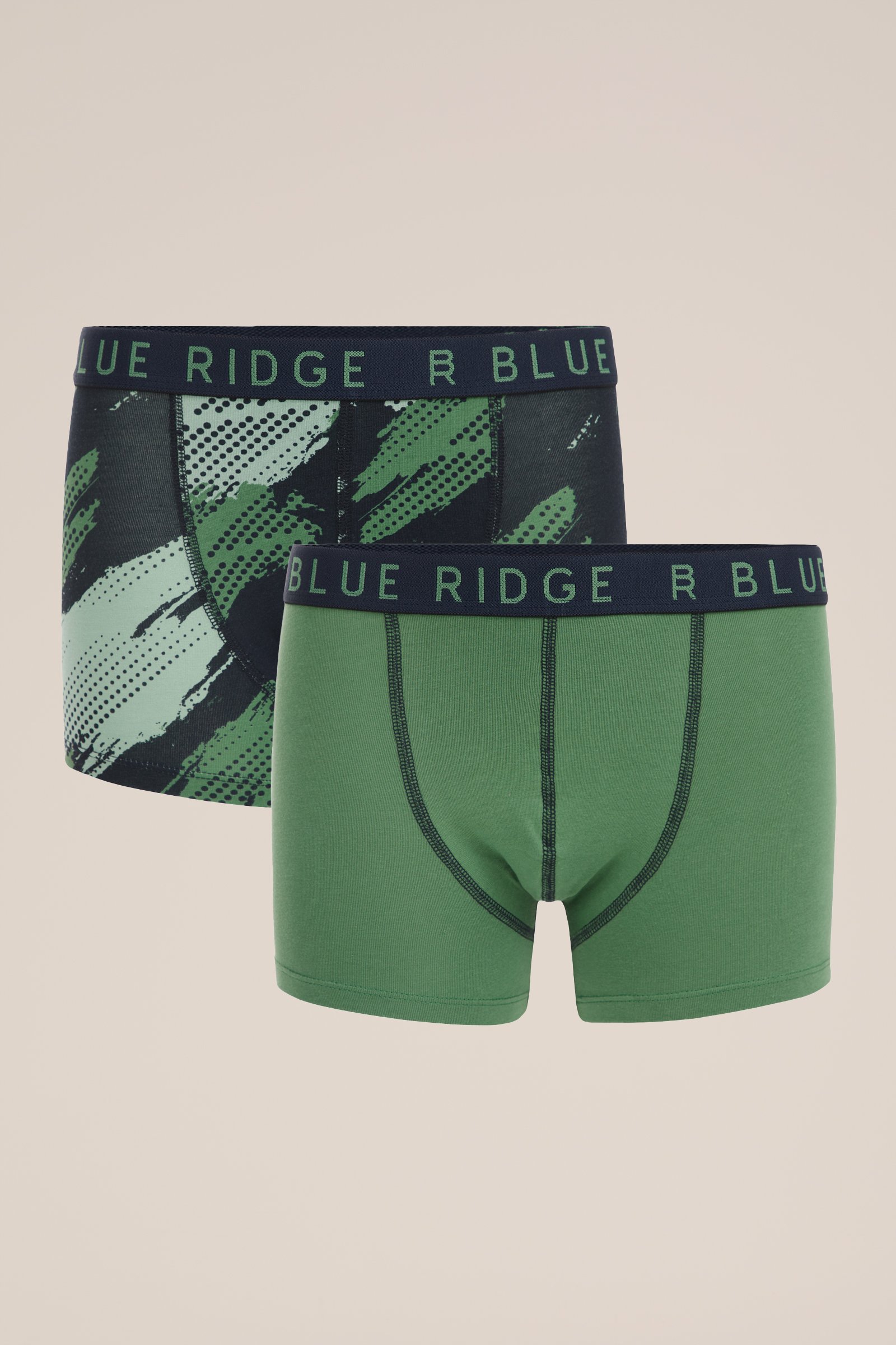 Jongens boxershorts, 2-pack Blue Ridge Olijfgroen