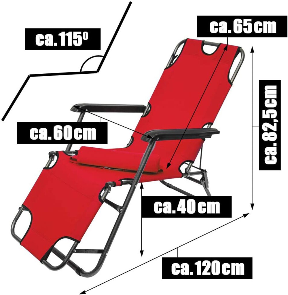 Liegestuhl Campingliege Gartenliege 100 kg Sonnenliege Liege Strandliege Stuhl