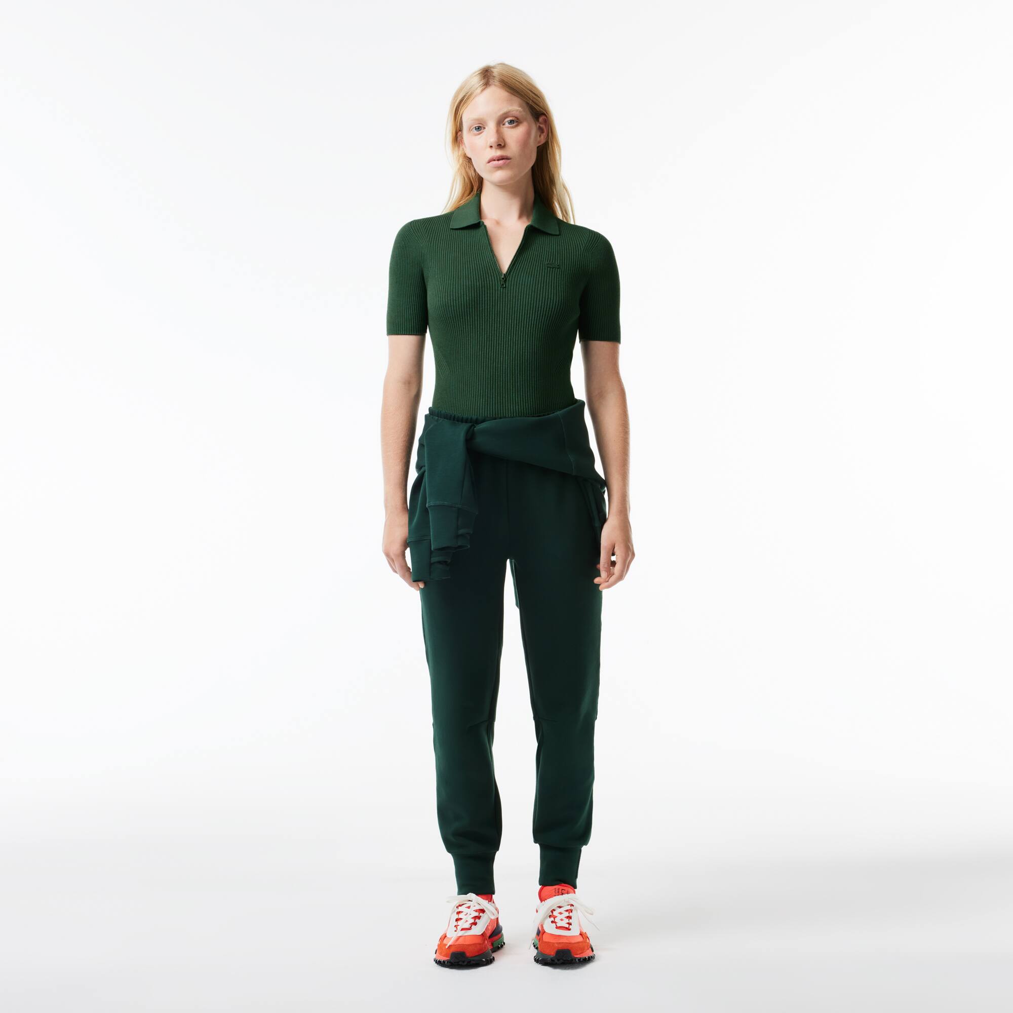 Damen LACOSTE Poloshirt mit Reißverschluss Pullover - Grün - Lacoste - Damen