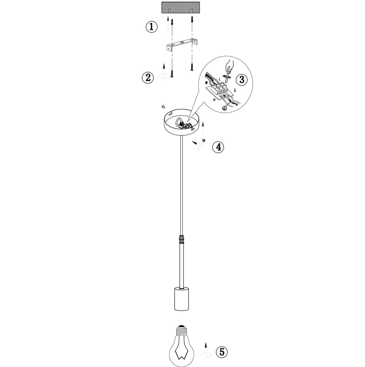 Mexlite - hanglamp - Minimalics - zwart - metaal - Ã 10cm - E27 -