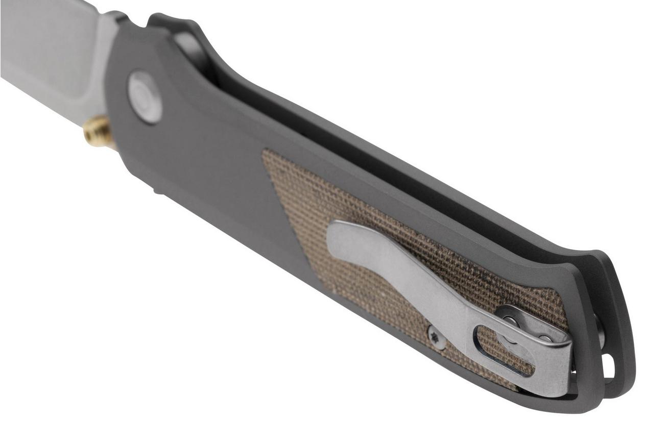 Flytanium Arcade Shark-Lock 1255 Stonewashed, Gunmetal Grey Aluminum, Green Canvas Micarta Inlay, zakmes