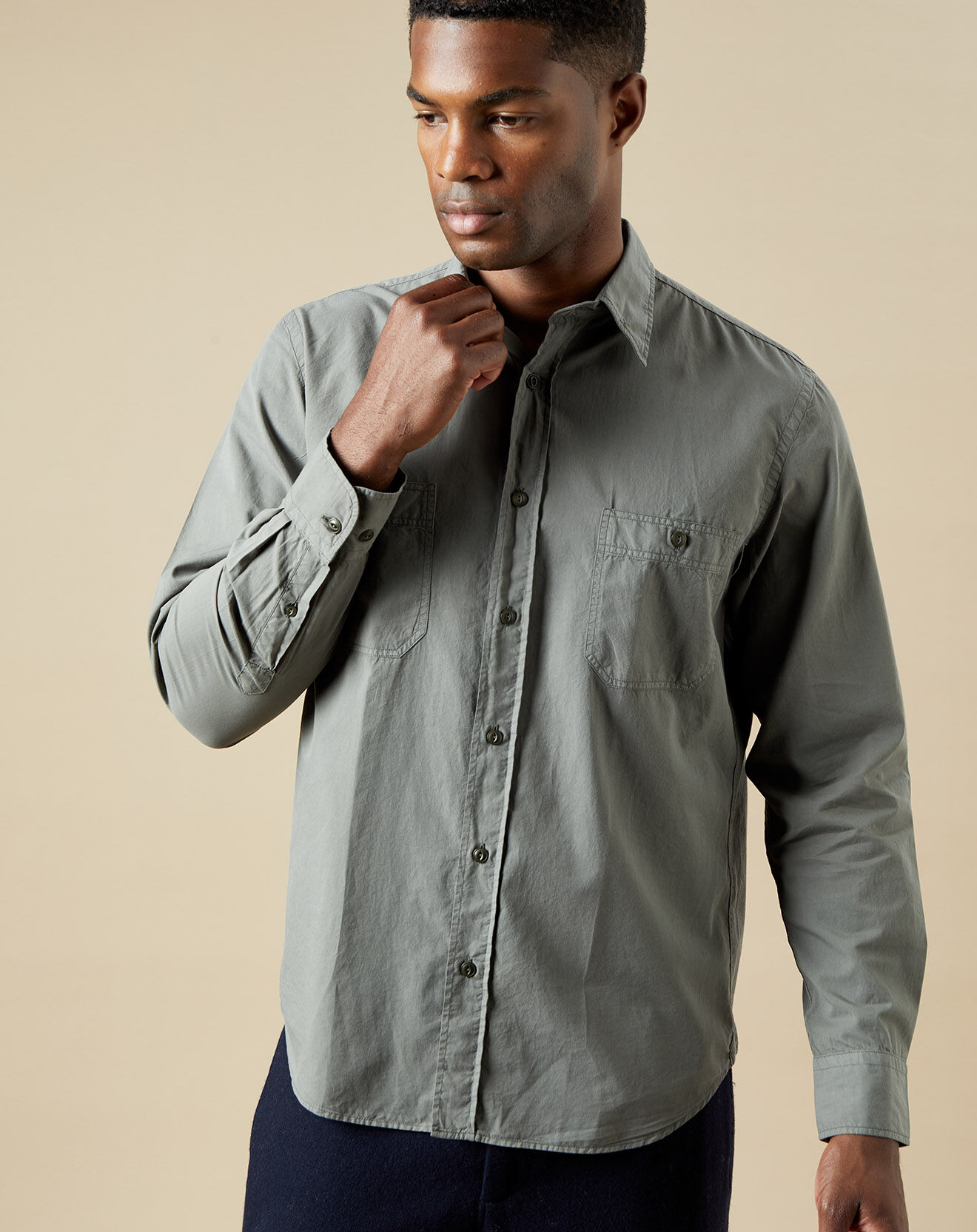 Hartford Chemise regular Pocket Pat military