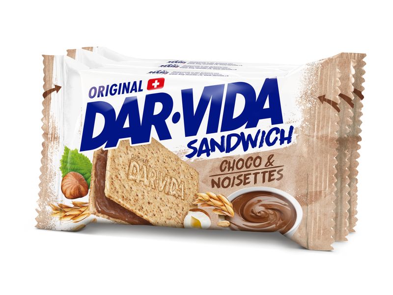 DAR-VIDA Snack Sandwich Choco & Haselnusscrème 195 g Sandwich-Cracker