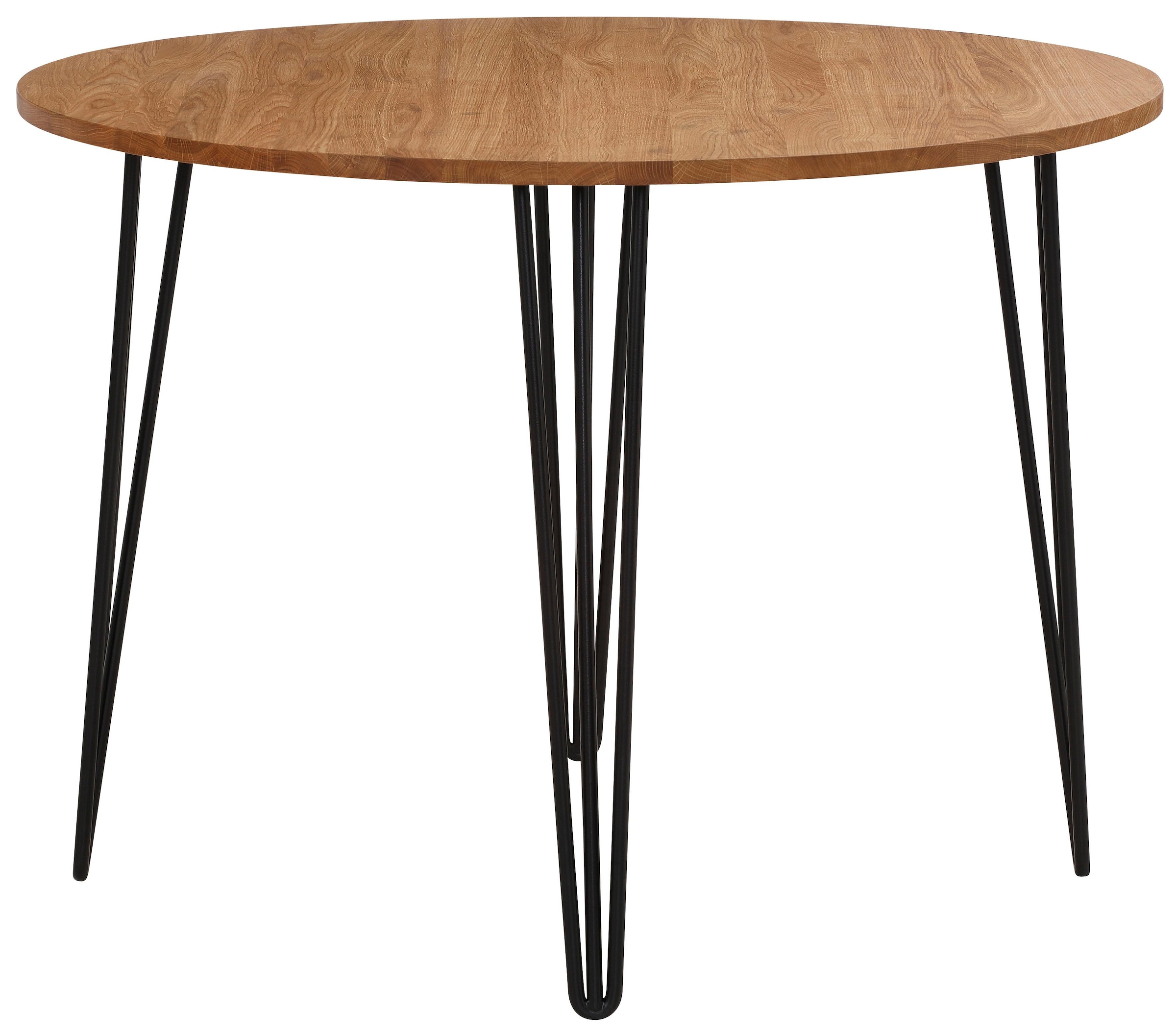 Home affaire Esstisch »Hairpin« Holztisch aus Eichenholz, mit Metallbeinen, Breite 100 cm
