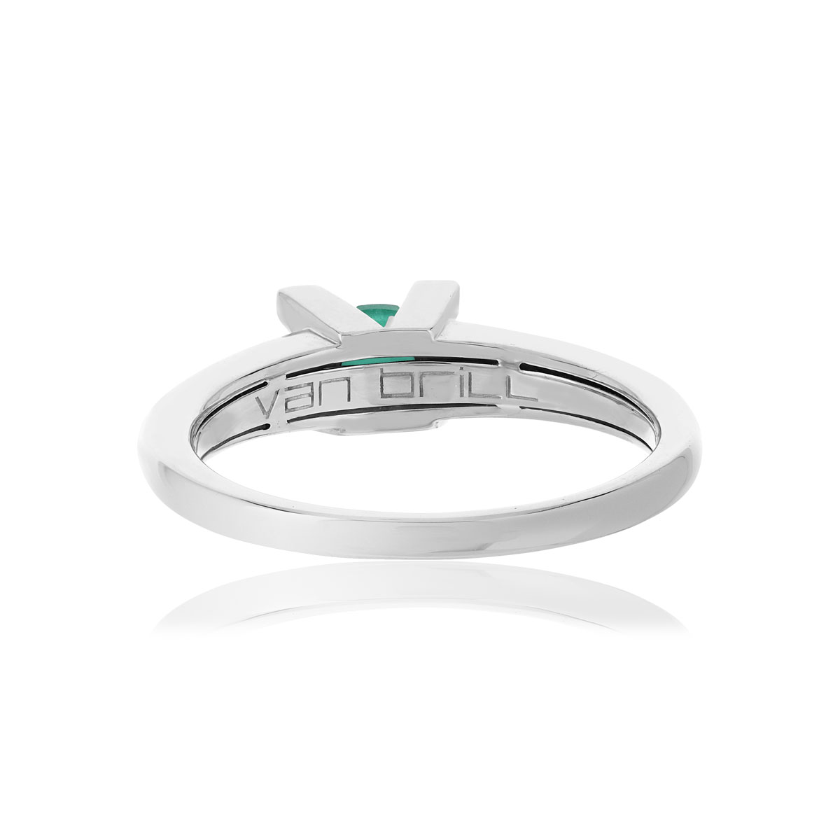 Bague VAN BRILL or blanc 750, émeraude, diamant.