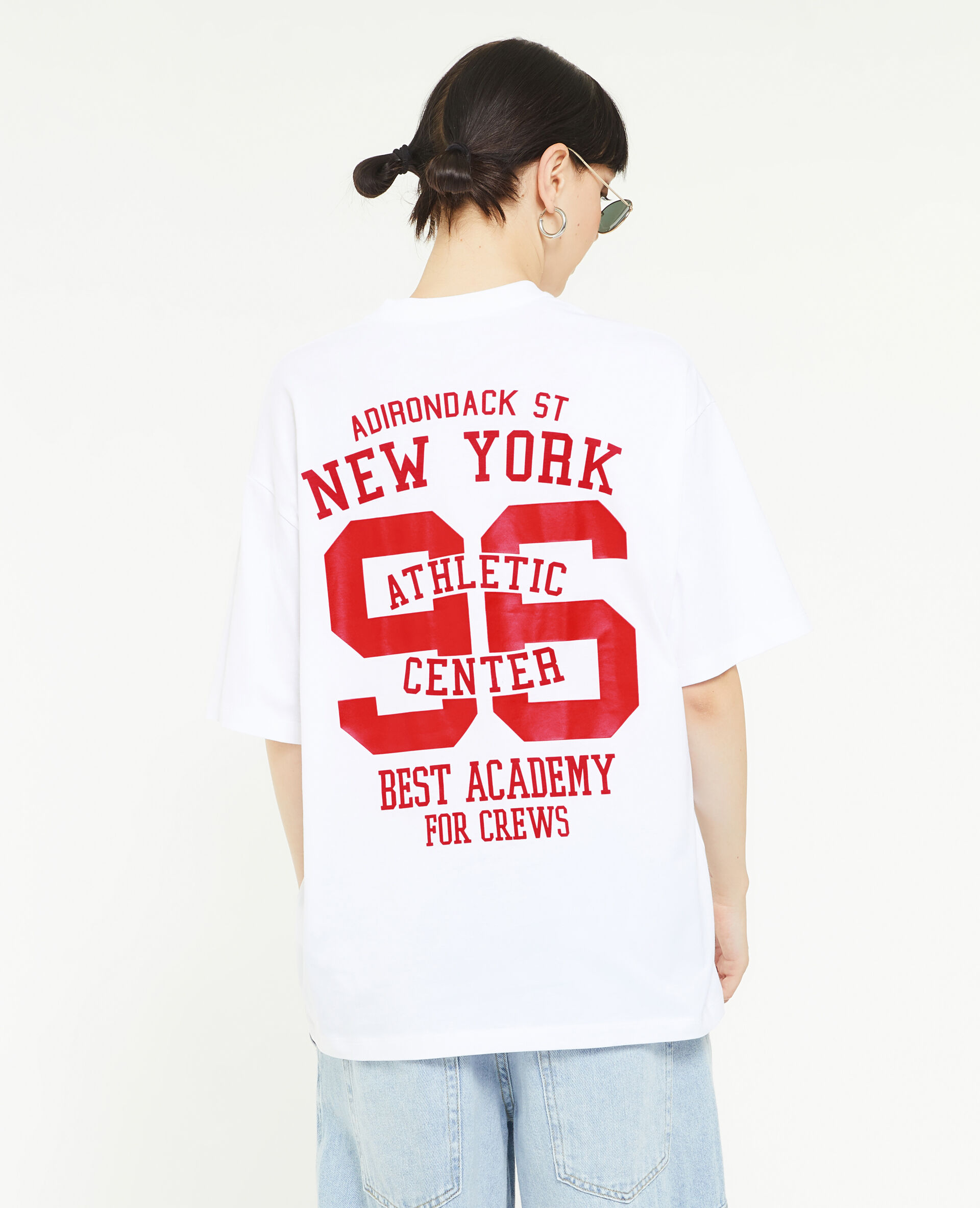 T-shirt oversize à inscriptions - Blanc