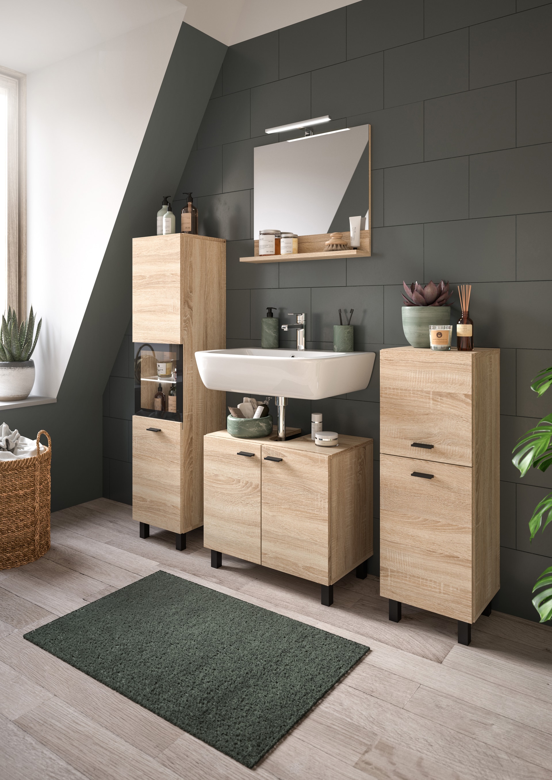 Bad-Midischrank BOSTON braun/schwarz 125cm
