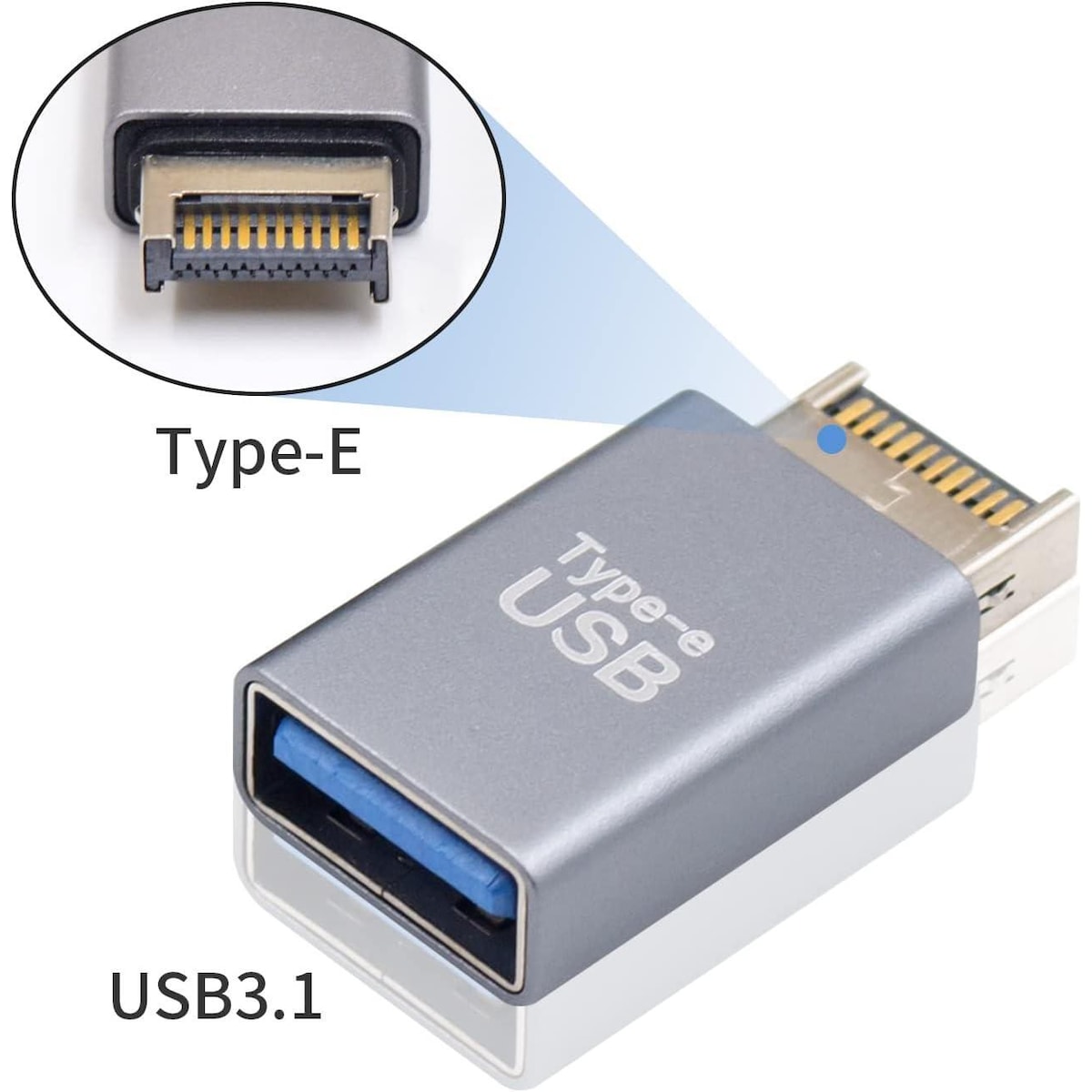 NÖRDIC Type E hann til USB-A hunn frontpaneladapter 10Gbps USB3.1 Type E hovedkortadapter