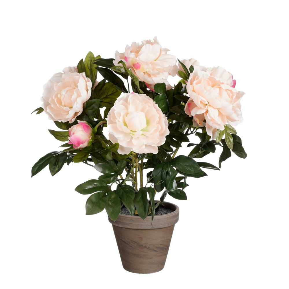 Mica decorations fleur artificielle peony - 38x38x50 cm - pe - saumon