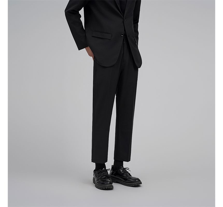 Naideth - Effen enkelrijs blazer / Mid-rise cropped taps toelopende pantalon