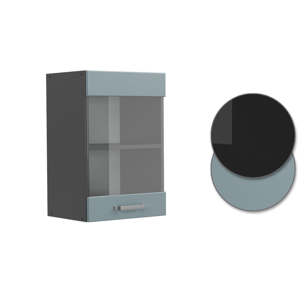 Vicco Glashängeschrank Küchenschrank R-Line Solid Anthrazit Blau Grau 40 cm modern
