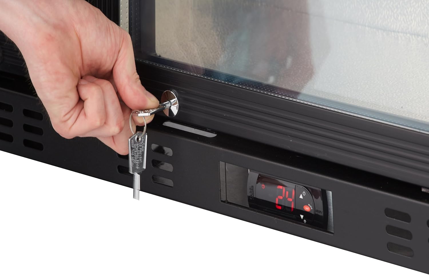 Barkühlschrank ECO 350 mit Klapptüren schwarz, LED Beleuchtung, unterbaubar Gastronomiebedarf