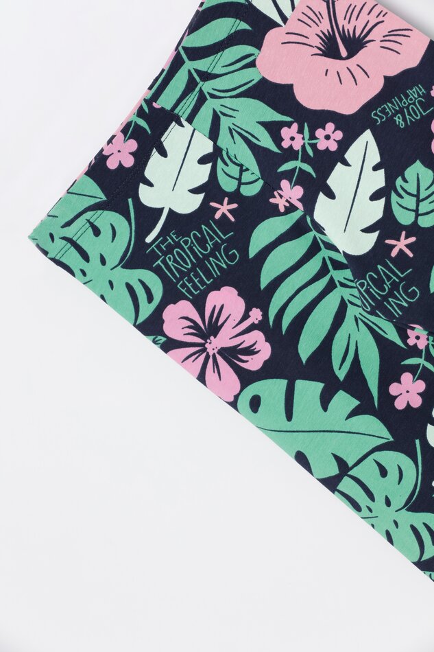 Conjunto de 2 leggings compridas básicas, lisas e estampadas - Azul Marinho