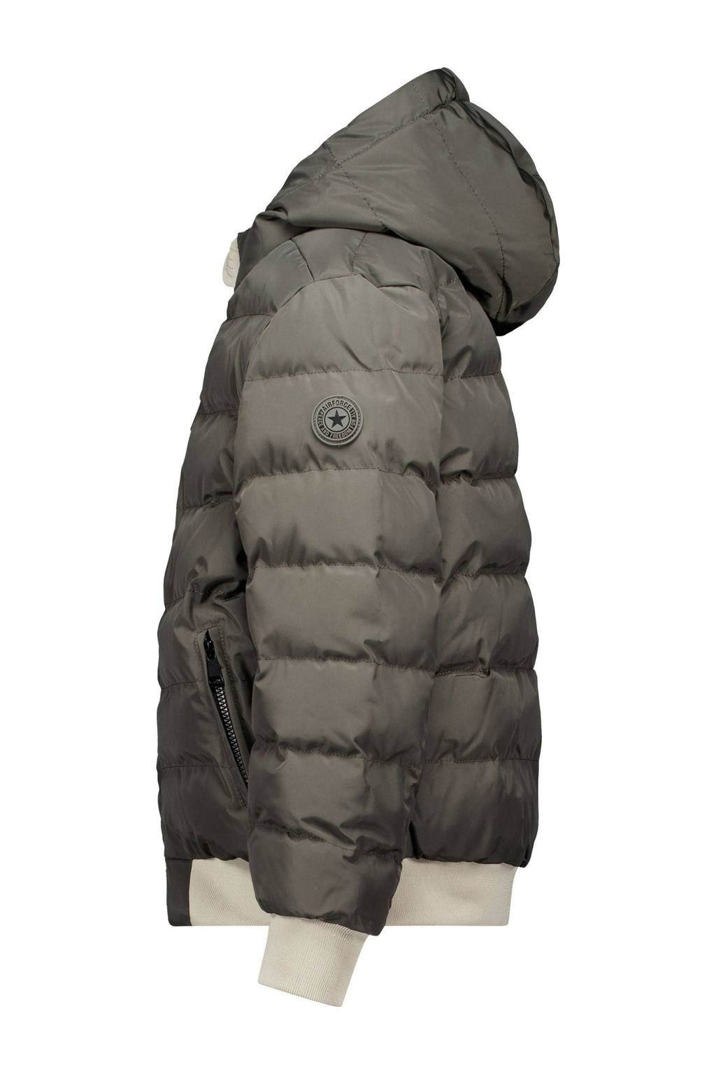 Airforce reversible gewatteerde winterjas ecru/bruin