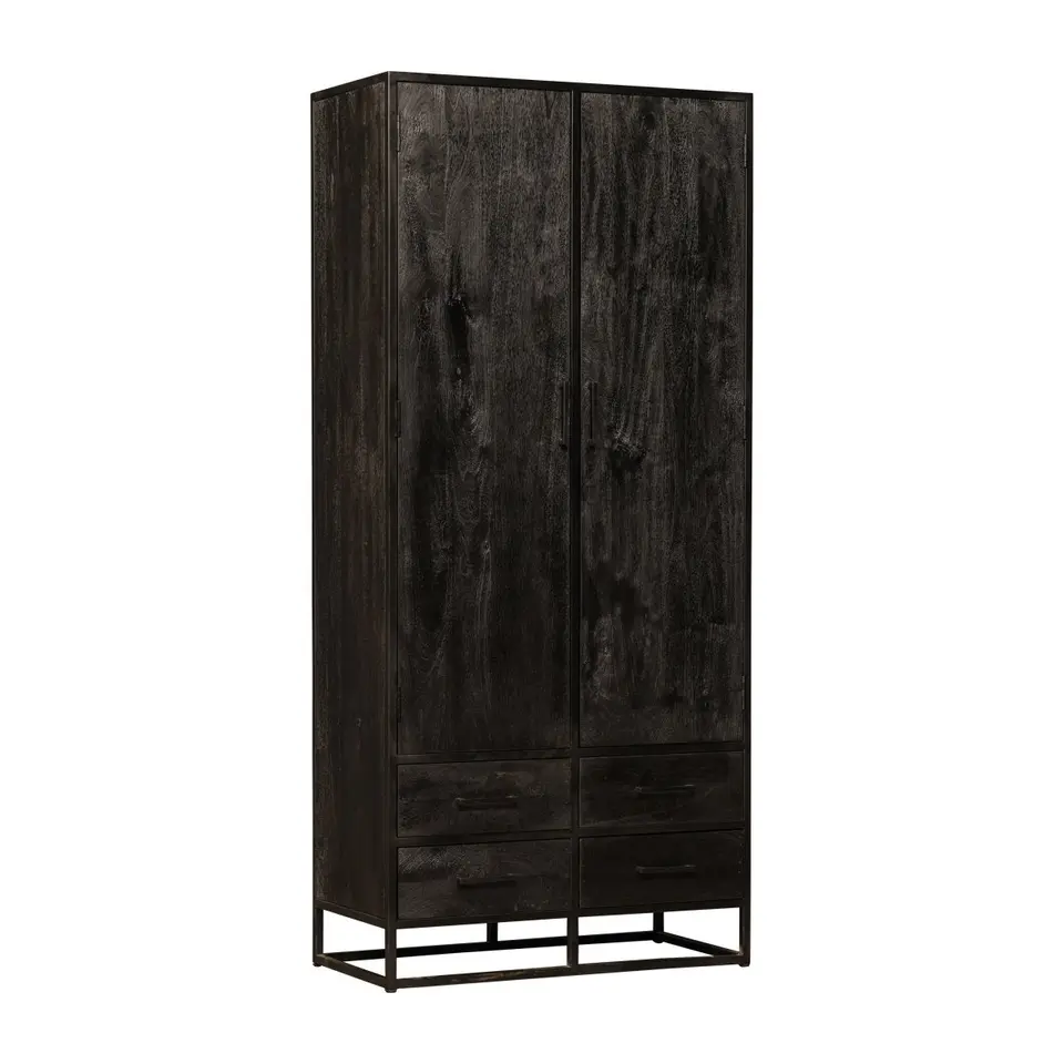 Mangohoutonline - Kast Florence 90cm Rechthoekig - Zwart - Mahom