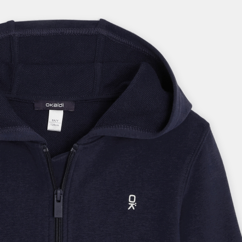 Sweat-shirt uni à capuche bleu garçon