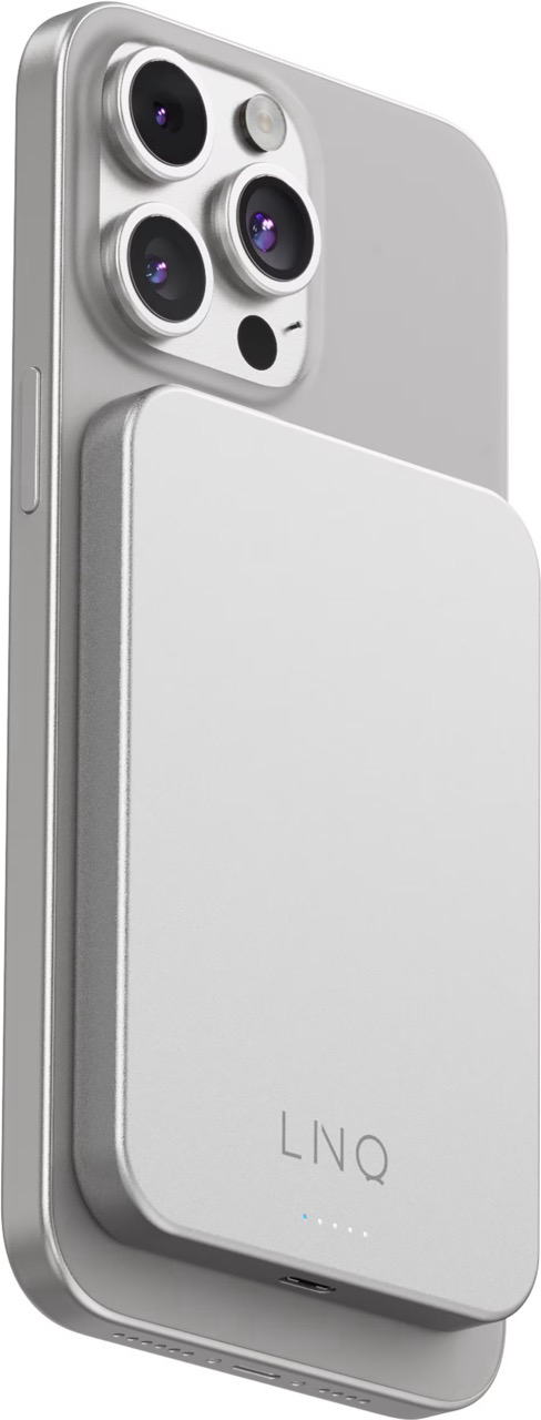 (20W) 5000mAh Magnetische MagSafe Powerbank USB C Ladegerät Qi2 Wireless Charger Power Delivery aus Recycelten Materialien (LQWP052) - Silber